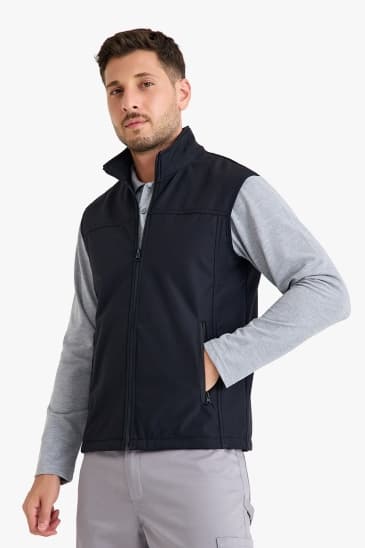 Softshell Yelek Robalı Dik Yakalı - Siyah